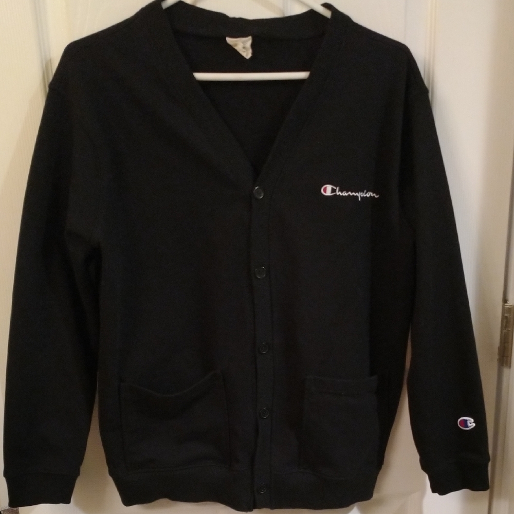 Champion Black Button-Up Cardigan Women's Size Medium
